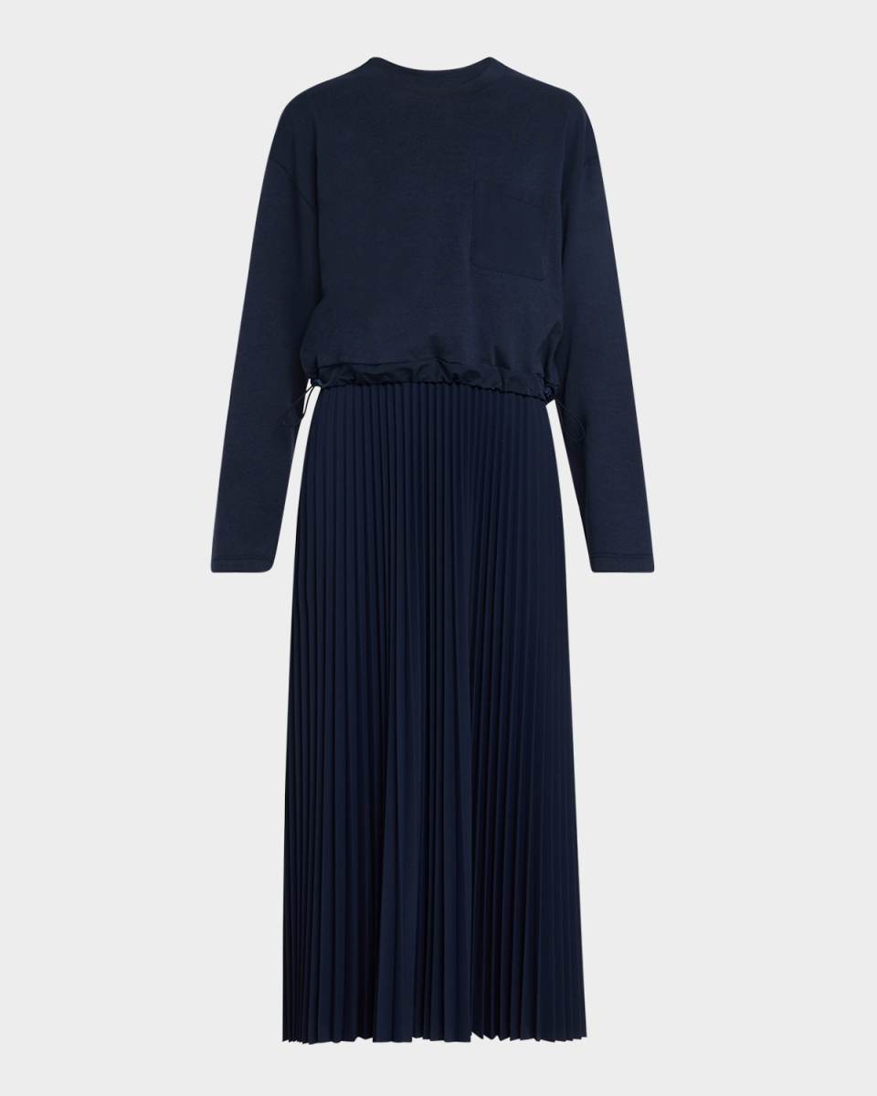 Scatola Pleated Combo Midi Dress